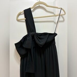 J. Crew Black Chiffon One-Shoulder Jumpsuit with Bow